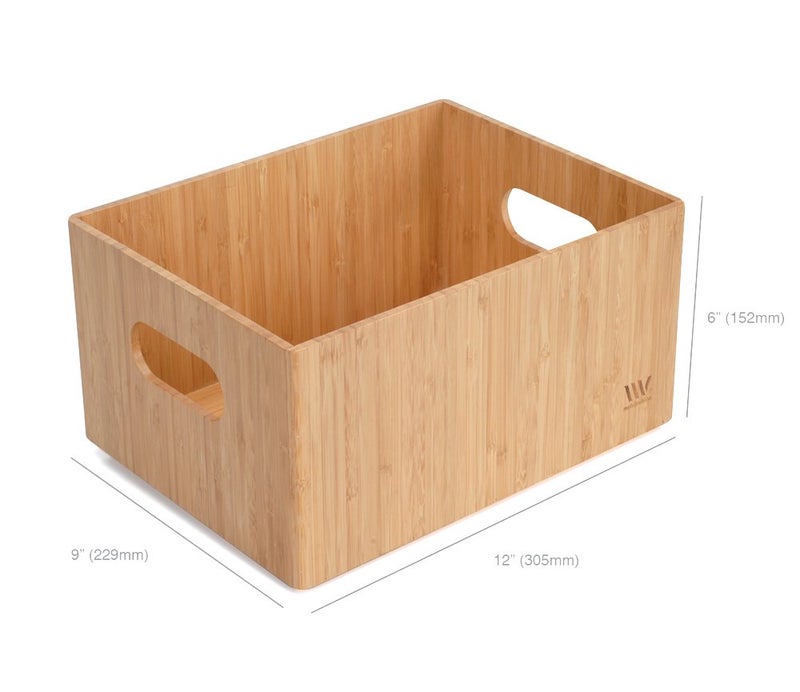 MobileVision Bamboo Storage Box PLUS LID COMBO, 12â€x 9â€x 6â€, Durable Bin w/Handles, For Clothes, Shoes, Arts & Crafts, Closet & Office Shelf - Image 3